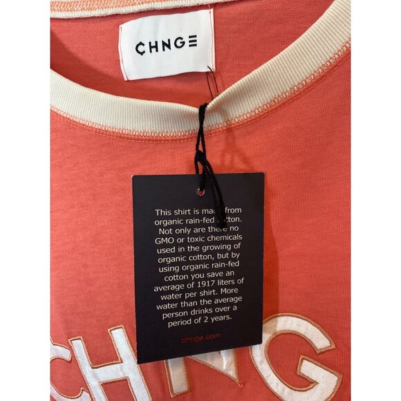 CHNGE Coral Cropped T-Shirt With White Embroidered Logo Size S, NWT - Picture 10 of 10